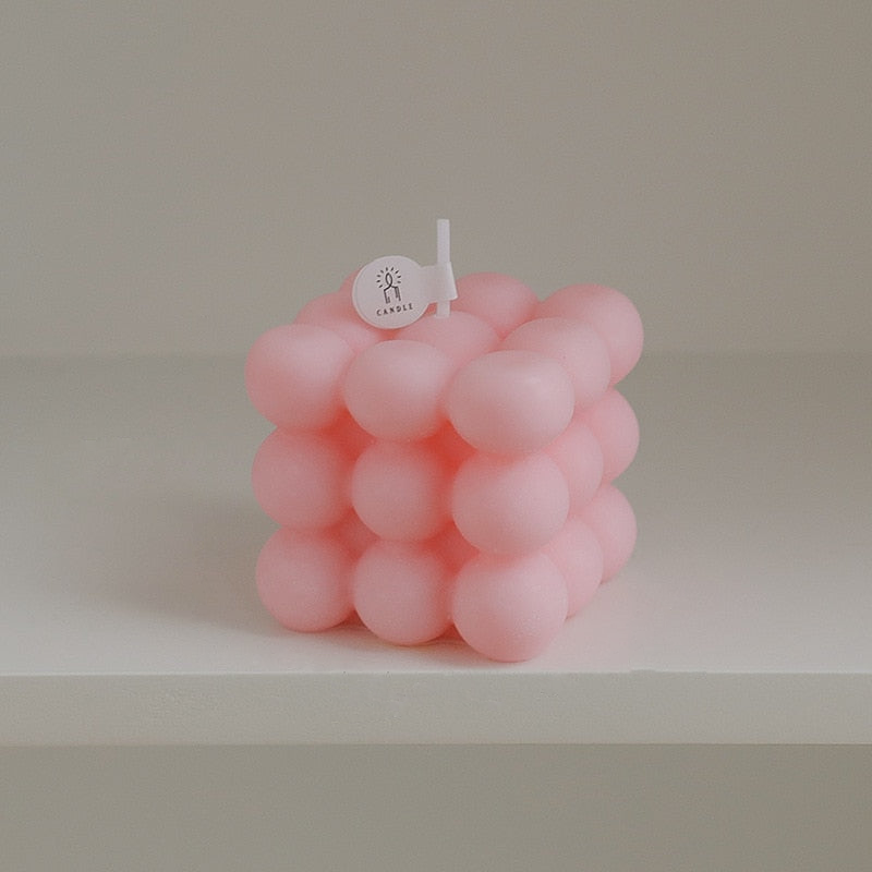 Bubble Cube Decorative Candles Pink