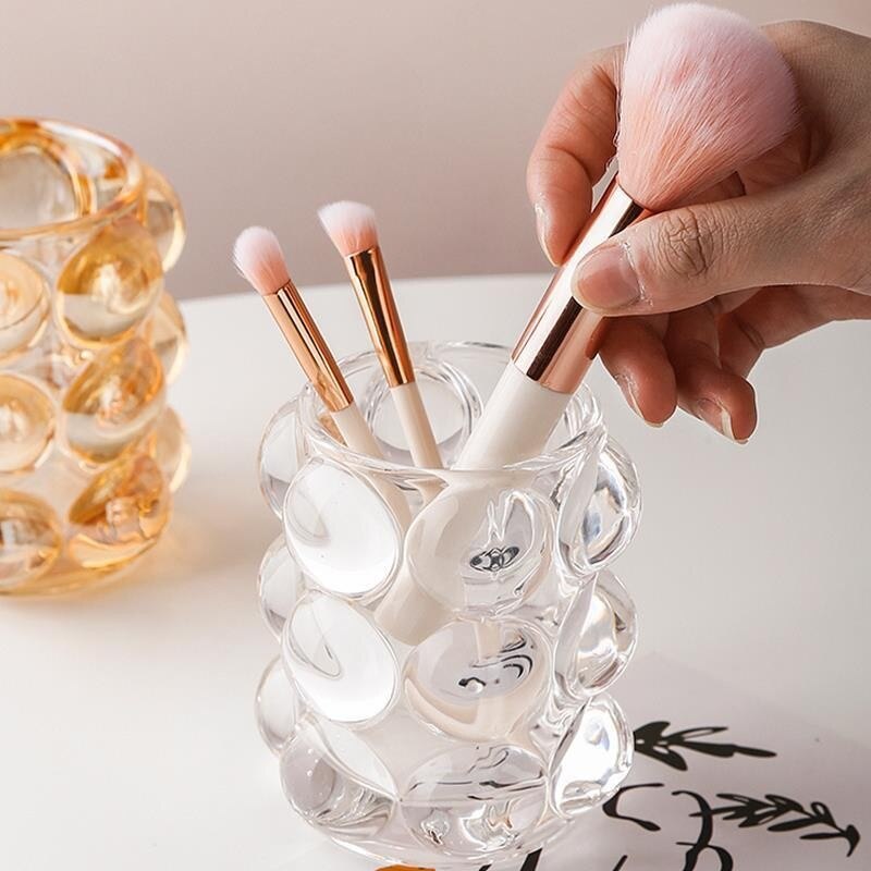 Bubble Cup Glass Desktop Organizer Clear