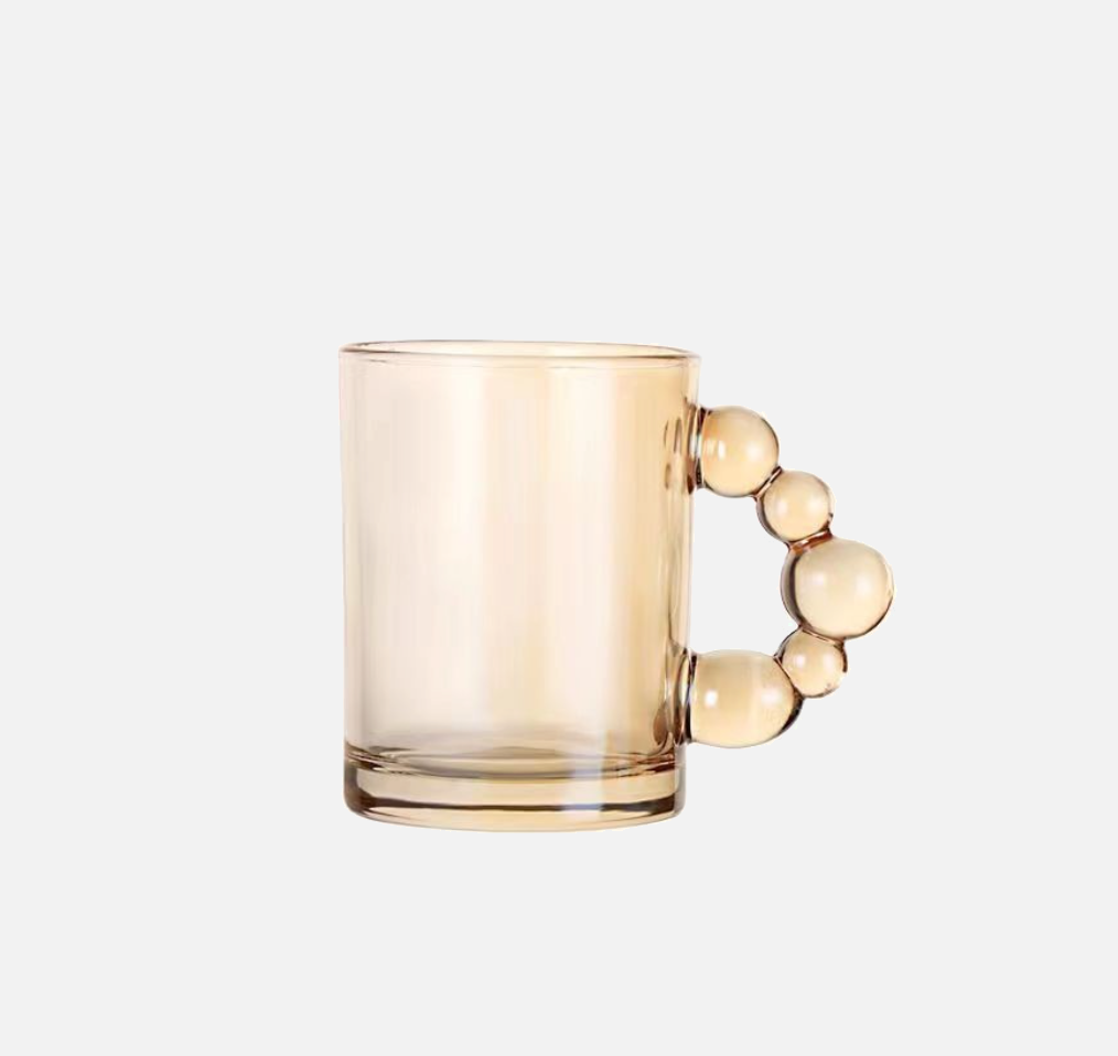Bubble Handle Glass Mug Amber