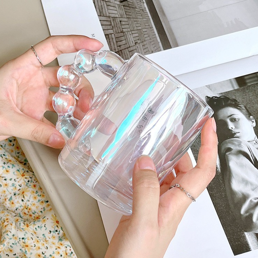 Bubble Handle Glass Mug Glazed