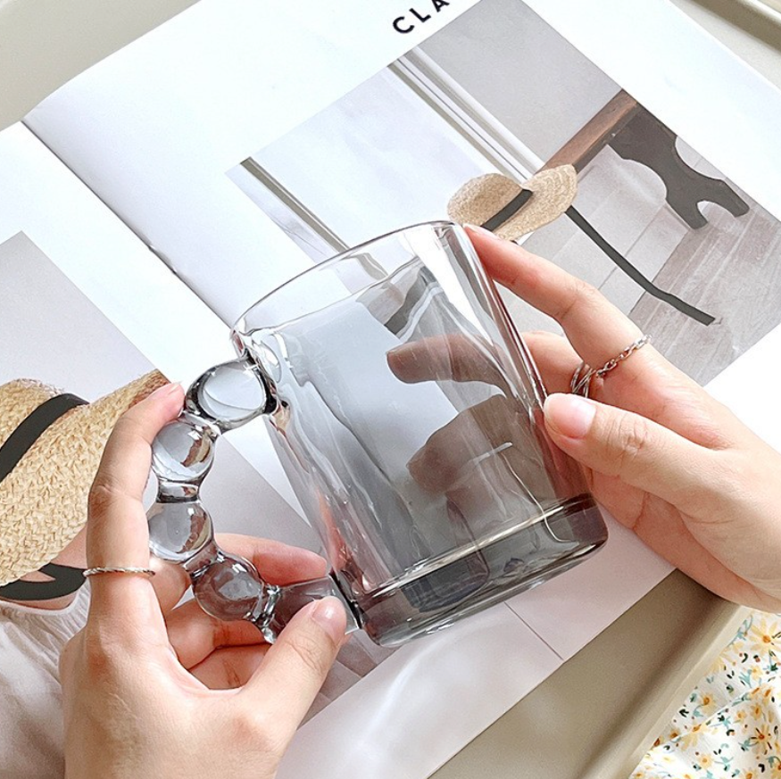 Bubble Handle Glass Mug Smoke