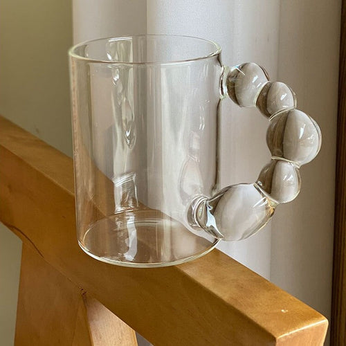 Bubble Handle Glass Mug Clear