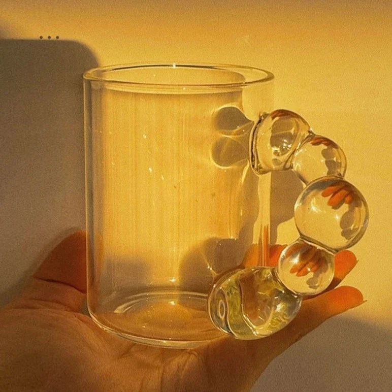 Bubble Handle Glass Mug