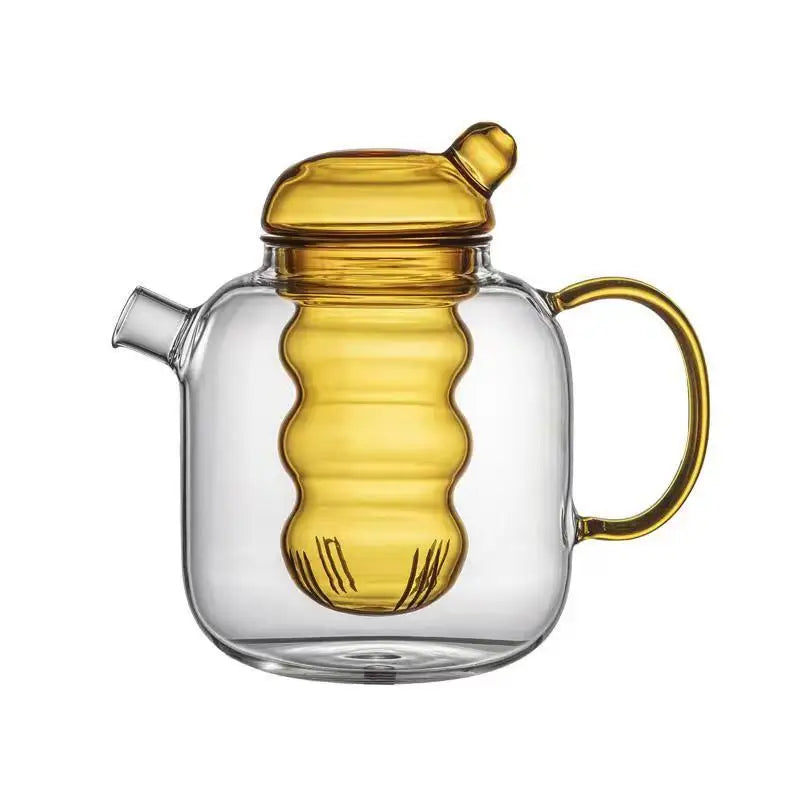 Bulbo Colored Glass Tea Pot & Cup Yellow Teapot