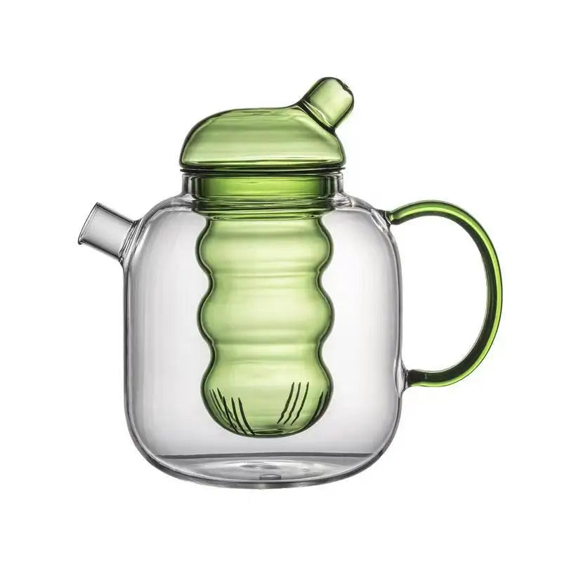 Bulbo Colored Glass Tea Pot & Cup Green Teapot