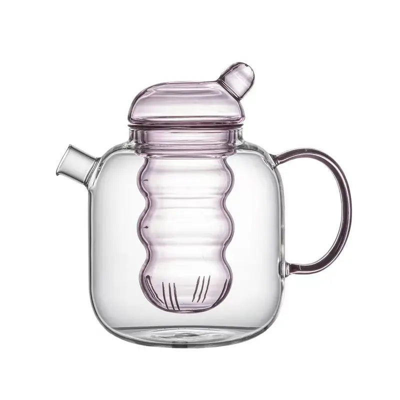 Bulbo Colored Glass Tea Pot & Cup Light Pink Teapot