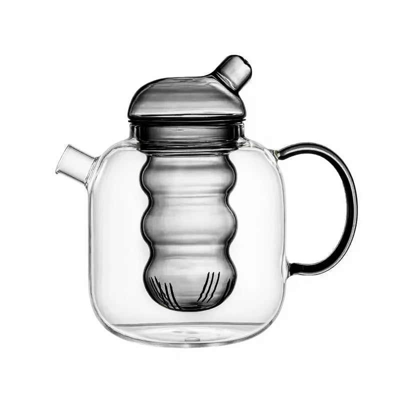 Bulbo Colored Glass Tea Pot & Cup Gray Transparent Teapot