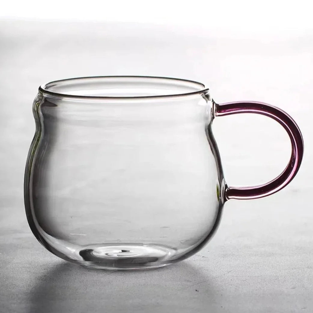 Bulbo Colored Glass Tea Pot & Cup Light Pink Cup