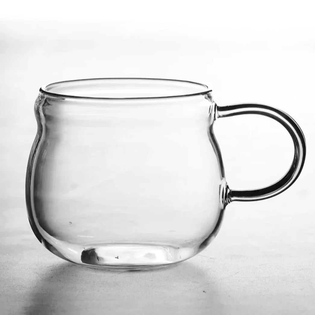 Bulbo Colored Glass Tea Pot & Cup Gray Transparent Cup