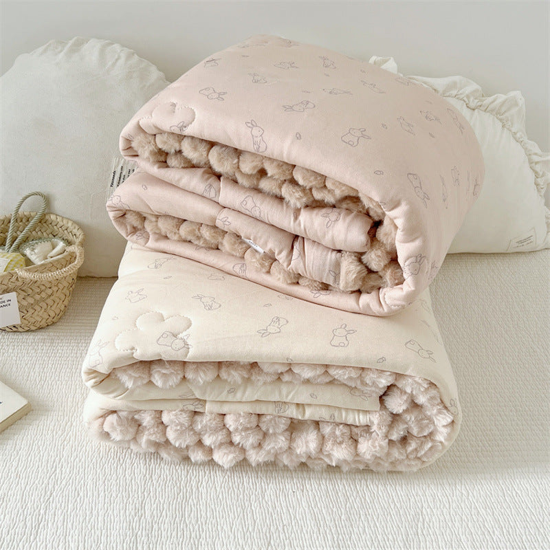 Bunny Print Kids Cotton Comforter – Pom Pom Trim