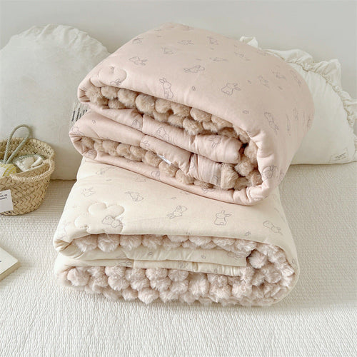 Bunny Print Kids Cotton Comforter – Pom Pom Trim