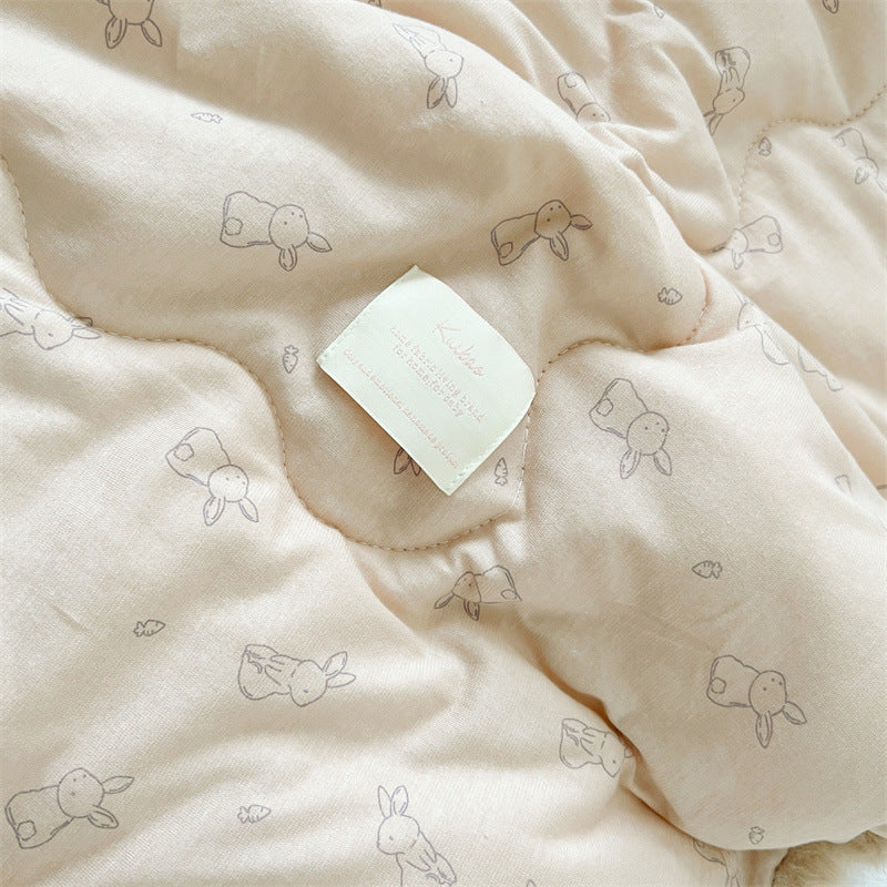 Bunny Print Kids Cotton Comforter – Pom Pom Trim