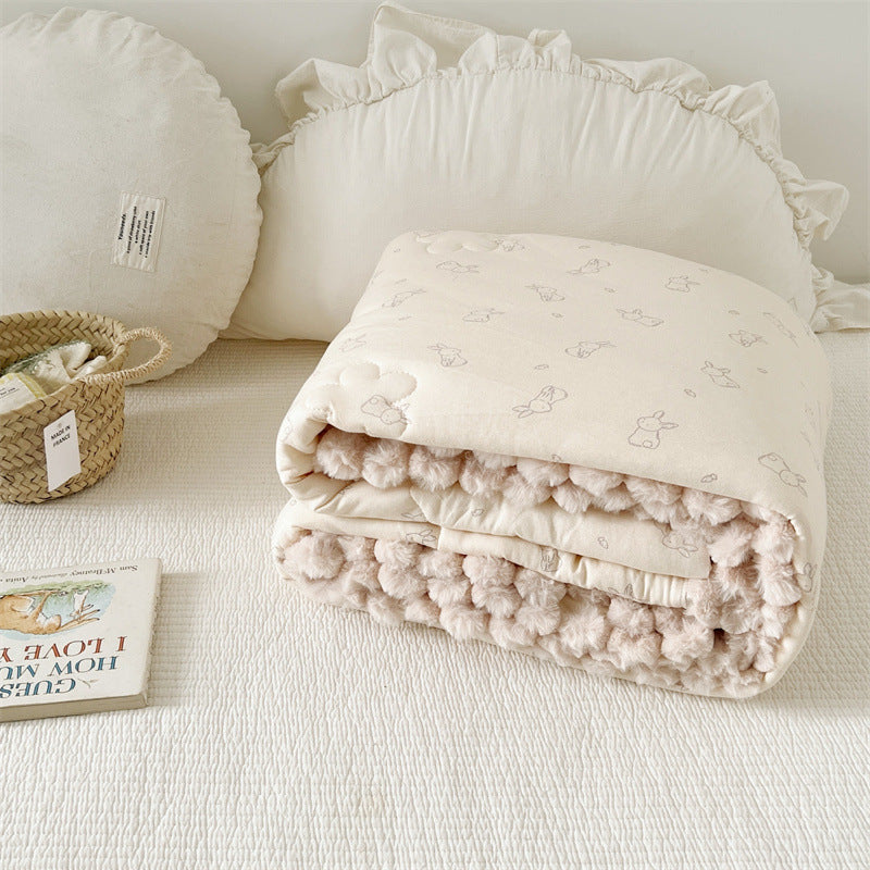 Bunny Print Kids Cotton Comforter – Pom Pom Trim