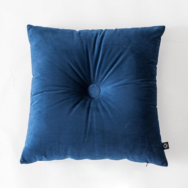 Button Square Velvet Cushion Pillow