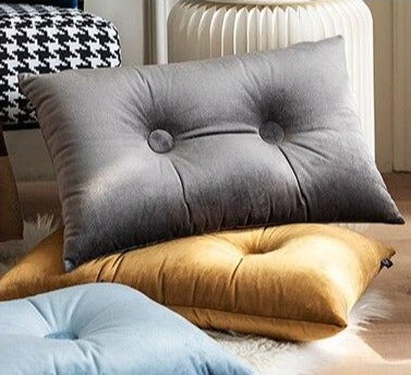 Button Square Velvet Cushion Pillow