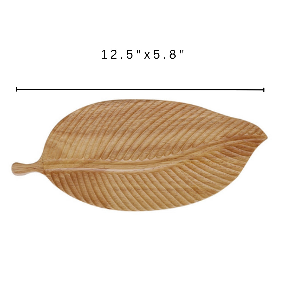 Rustic Leaf Wooden Serving Trays Large
