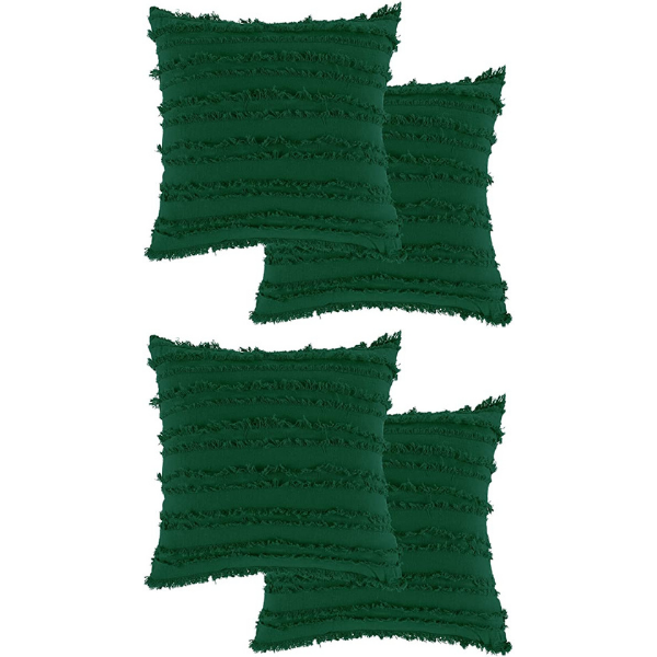 Ruffled Cushion Covers 4 Pack Dark Green