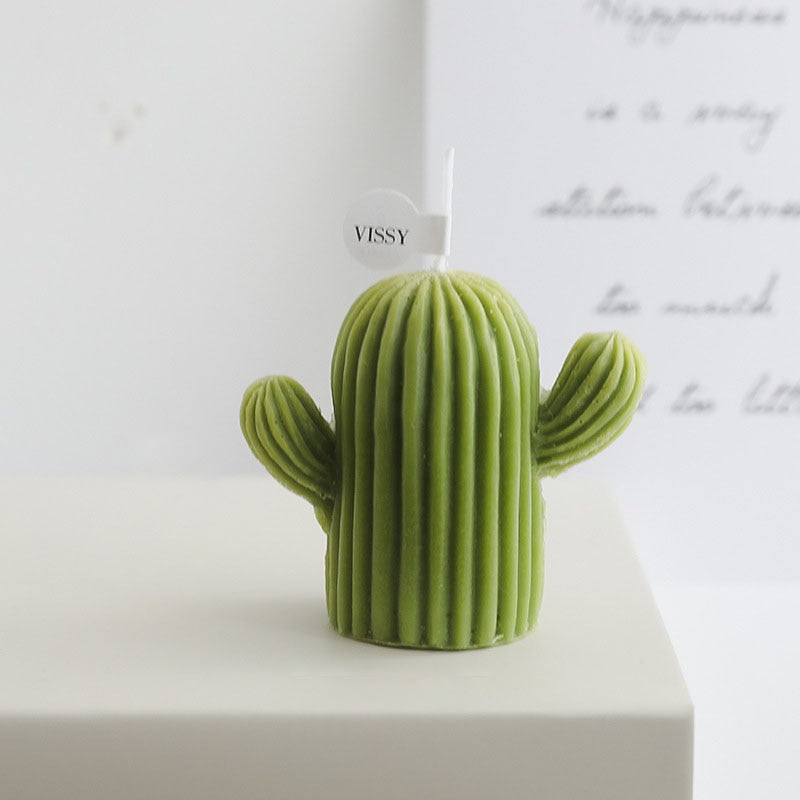 Cactus and Berries Soy Wax Decorative Candle Green