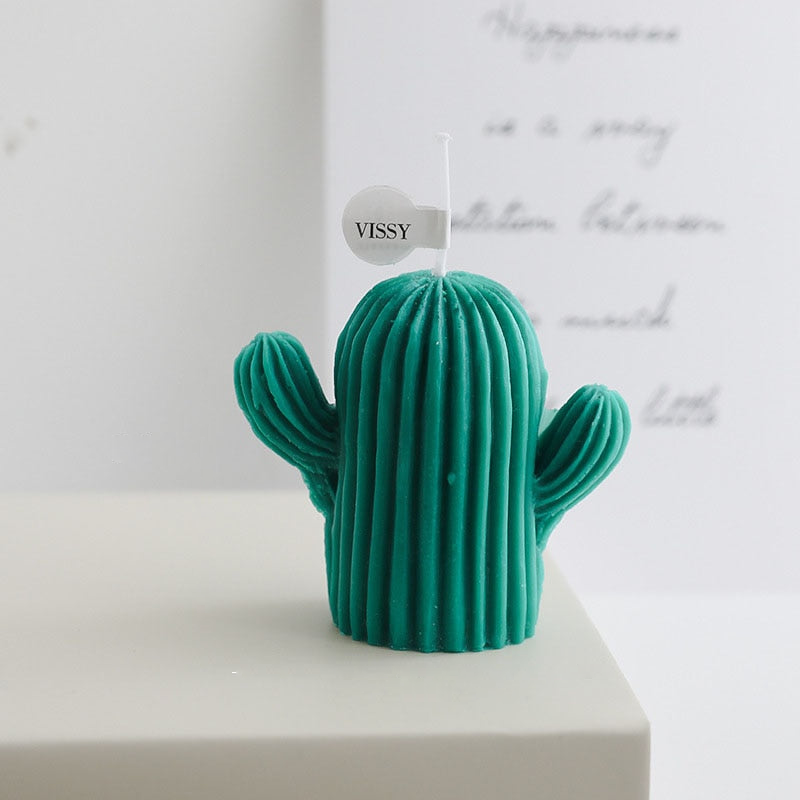 Cactus and Berries Soy Wax Decorative Candle Dark Green