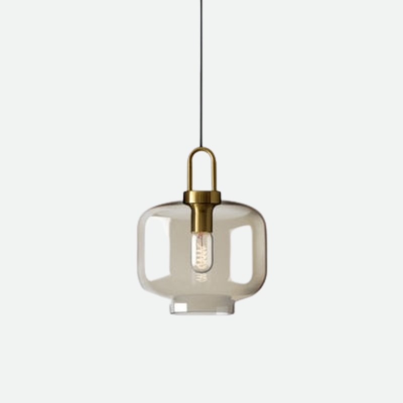 Cafe Sculpted Glass Pendant Light Square Amber