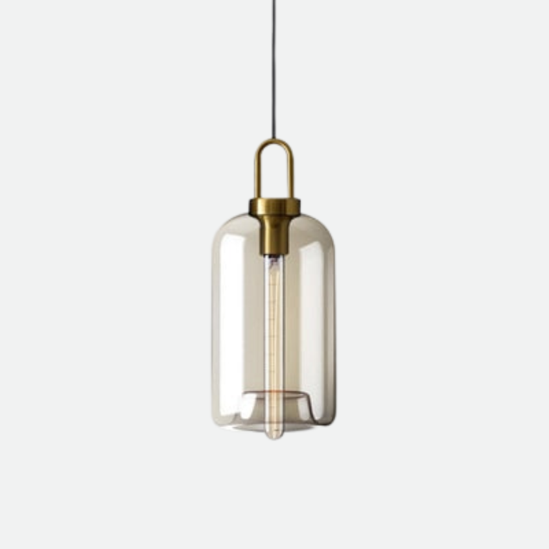 Cafe Sculpted Glass Pendant Light Rectangular Amber