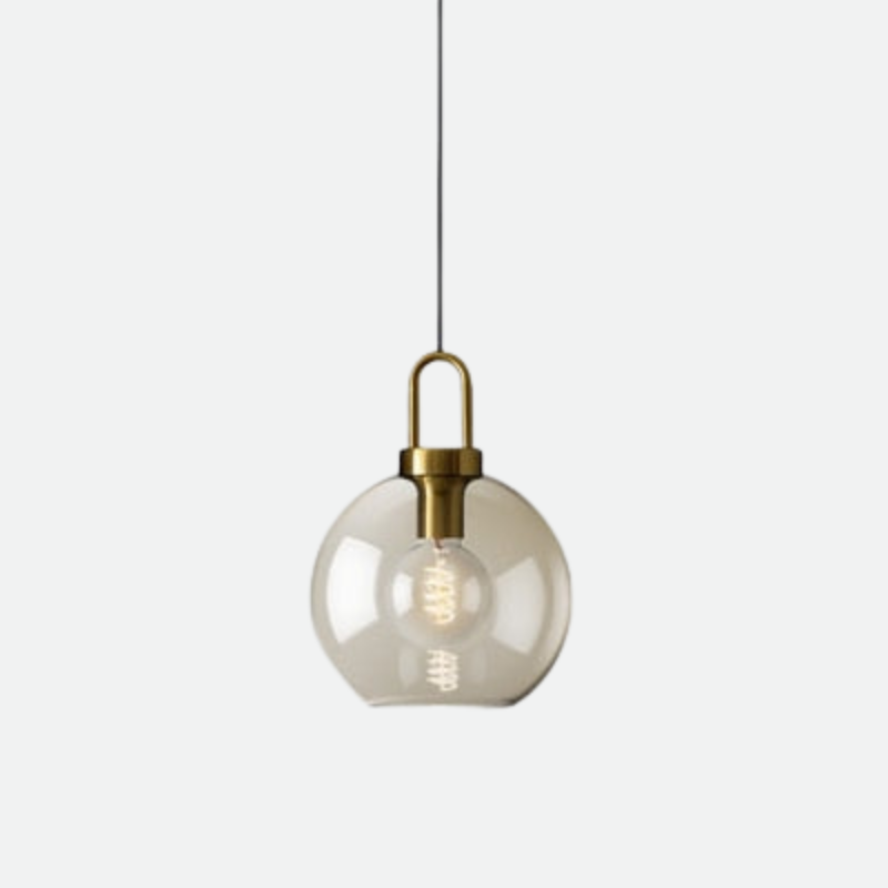 Cafe Sculpted Glass Pendant Light Round Big Amber
