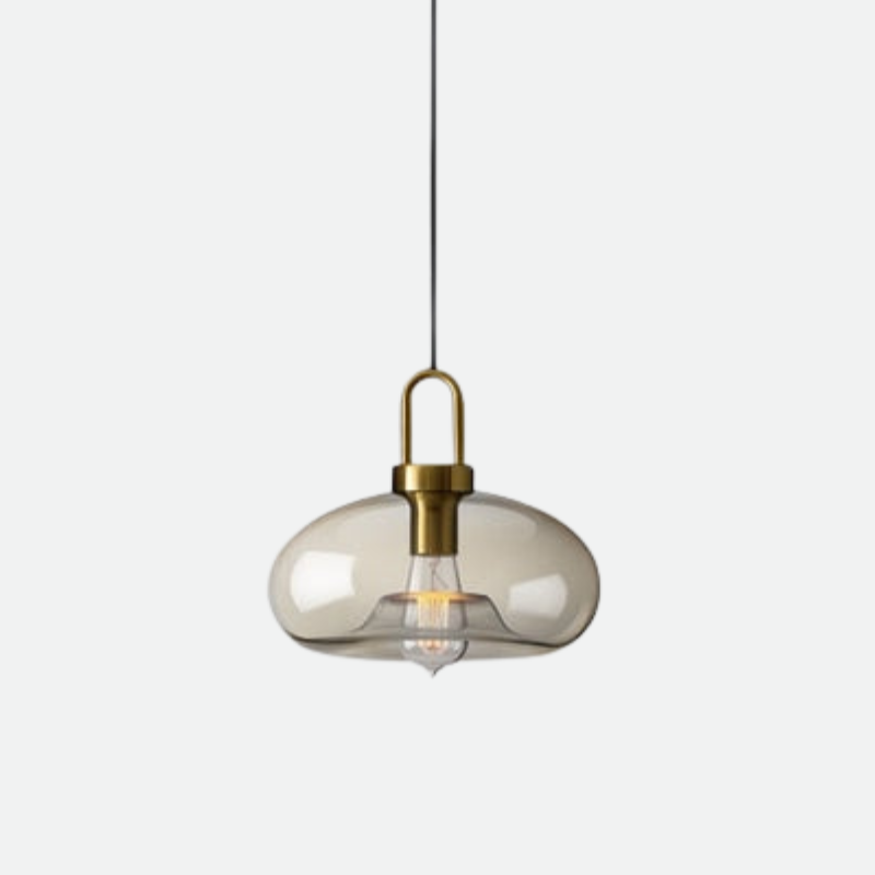 Cafe Sculpted Glass Pendant Light Oval Amber