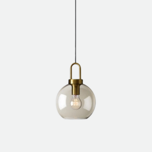 Cafe Sculpted Glass Pendant Light Round Small Amber