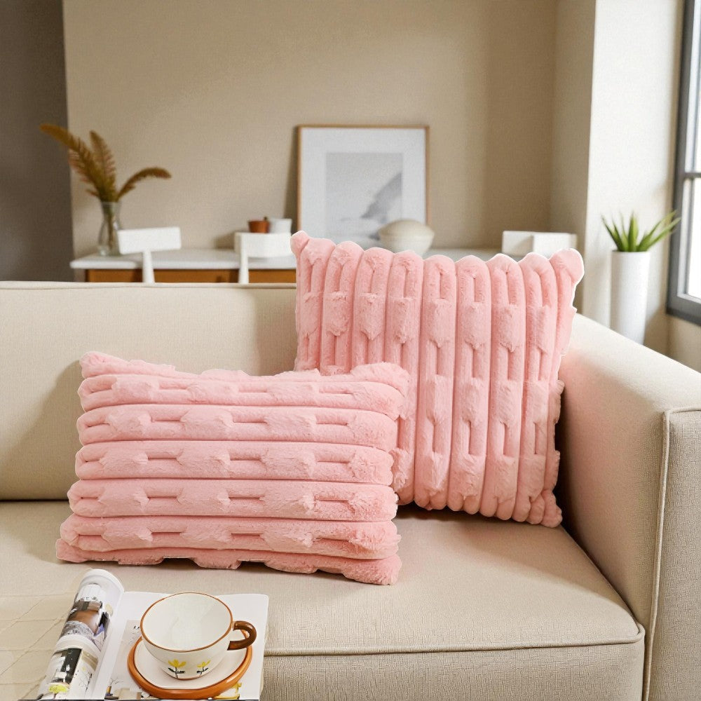 Calm Weave Plush Cushion Cover Rose Shade