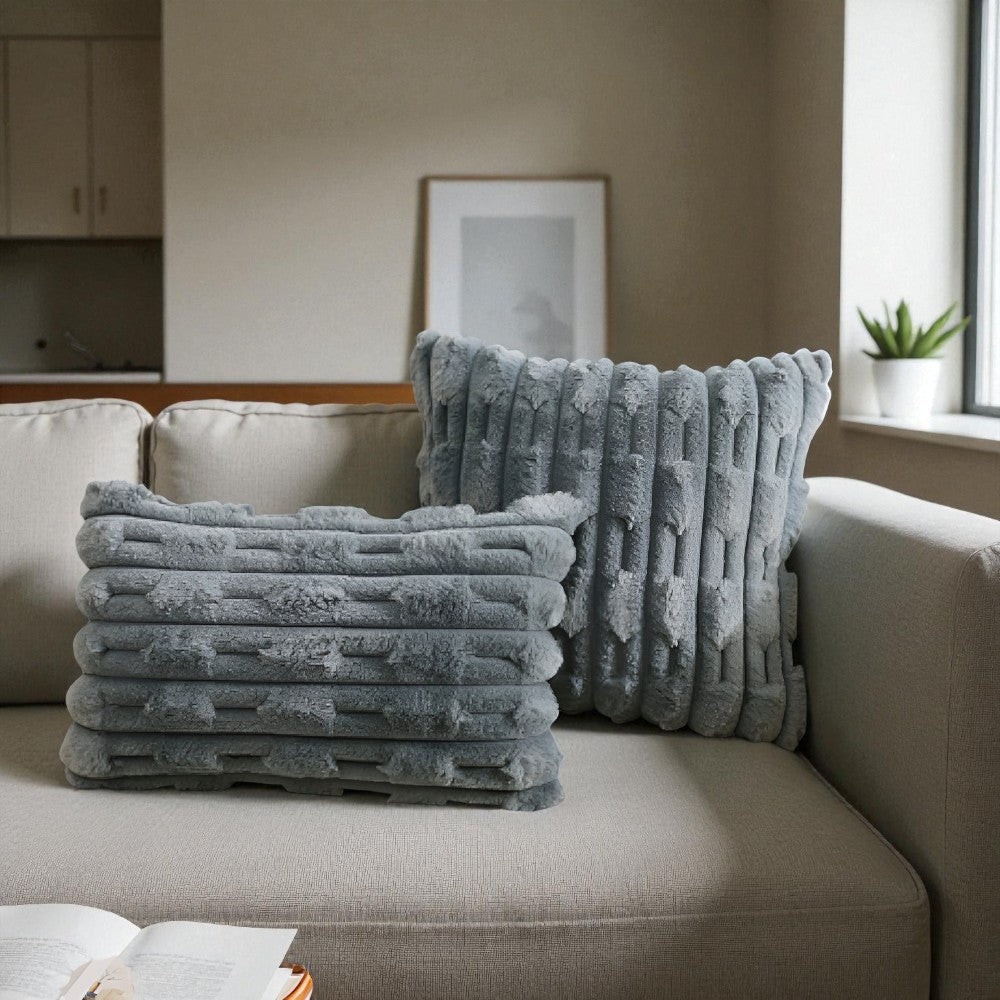 Calm Weave Plush Cushion Cover Charcoal Shade