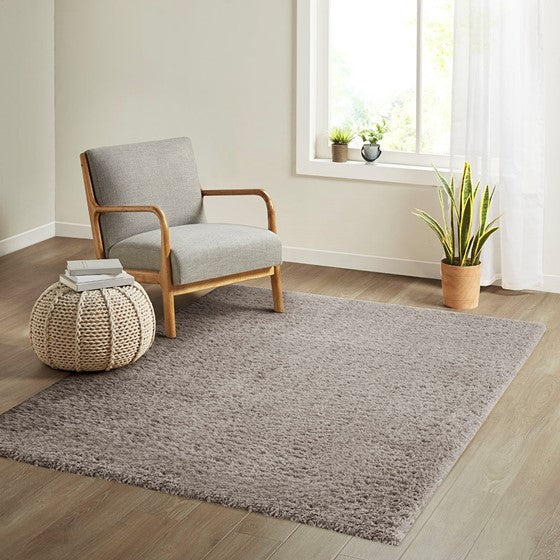 Camdyn Super Soft Polyester Shag Area Rug Grey
