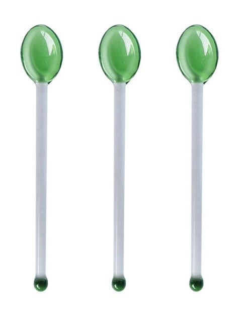 Candy Cane Glass Stirrer Set Green