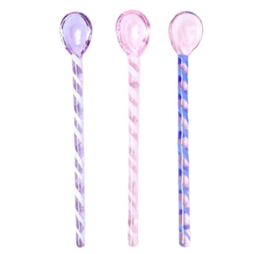 Candy Cane Glass Stirrer Set Candy Cane Pink
