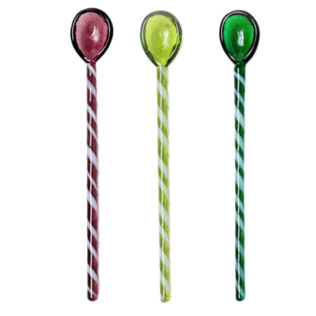 Candy Cane Glass Stirrer Set Candy Cane Green