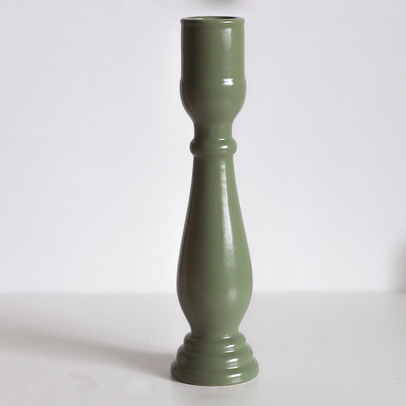 Candy Glazed Ceramic Candle Holders Green