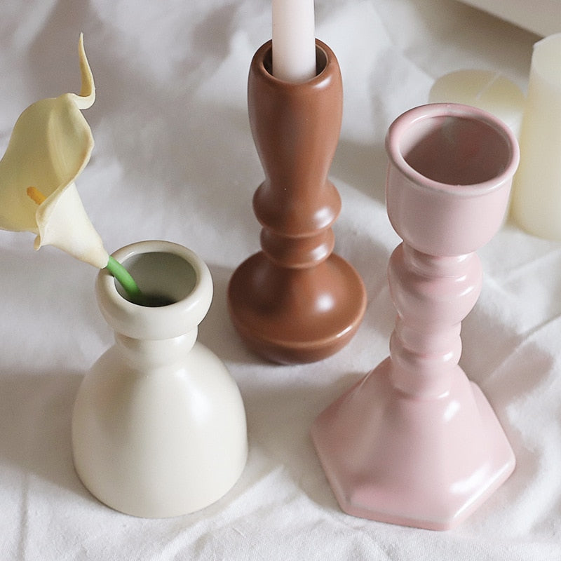 Candy Glazed Ceramic Candle Holders