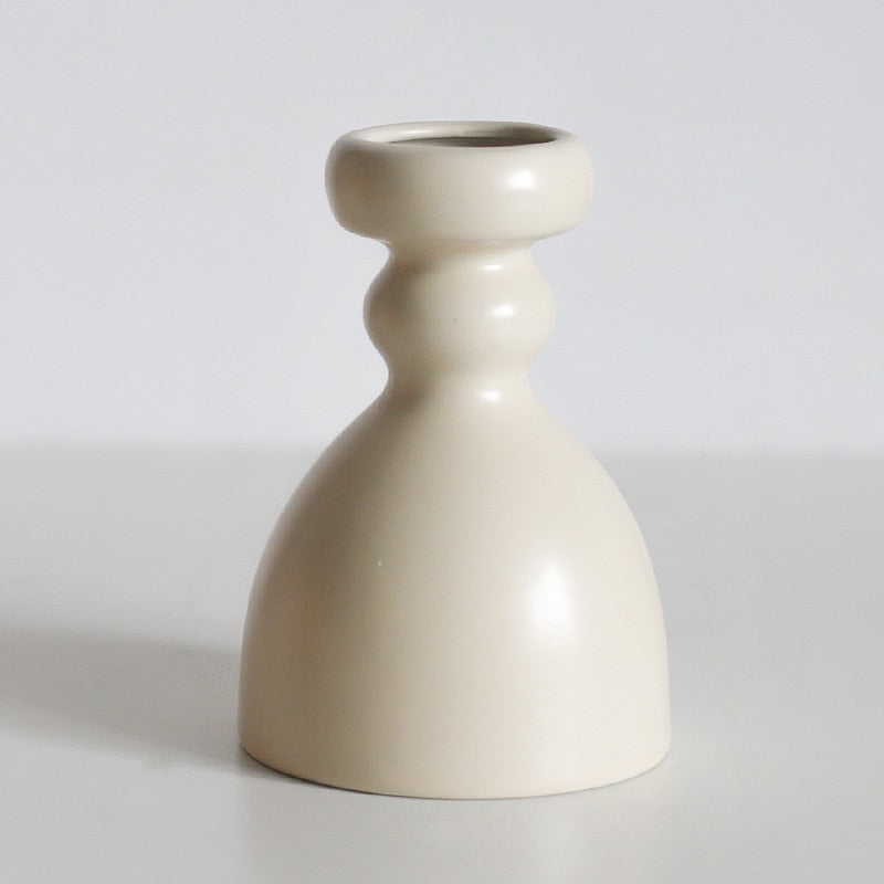 Candy Glazed Ceramic Candle Holders Ivory