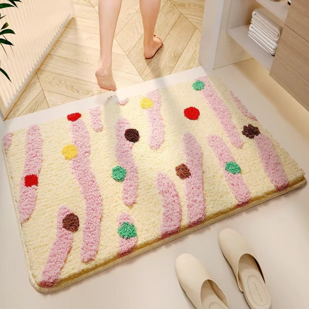 Candy Color Clash Bath Mat Blush Cream