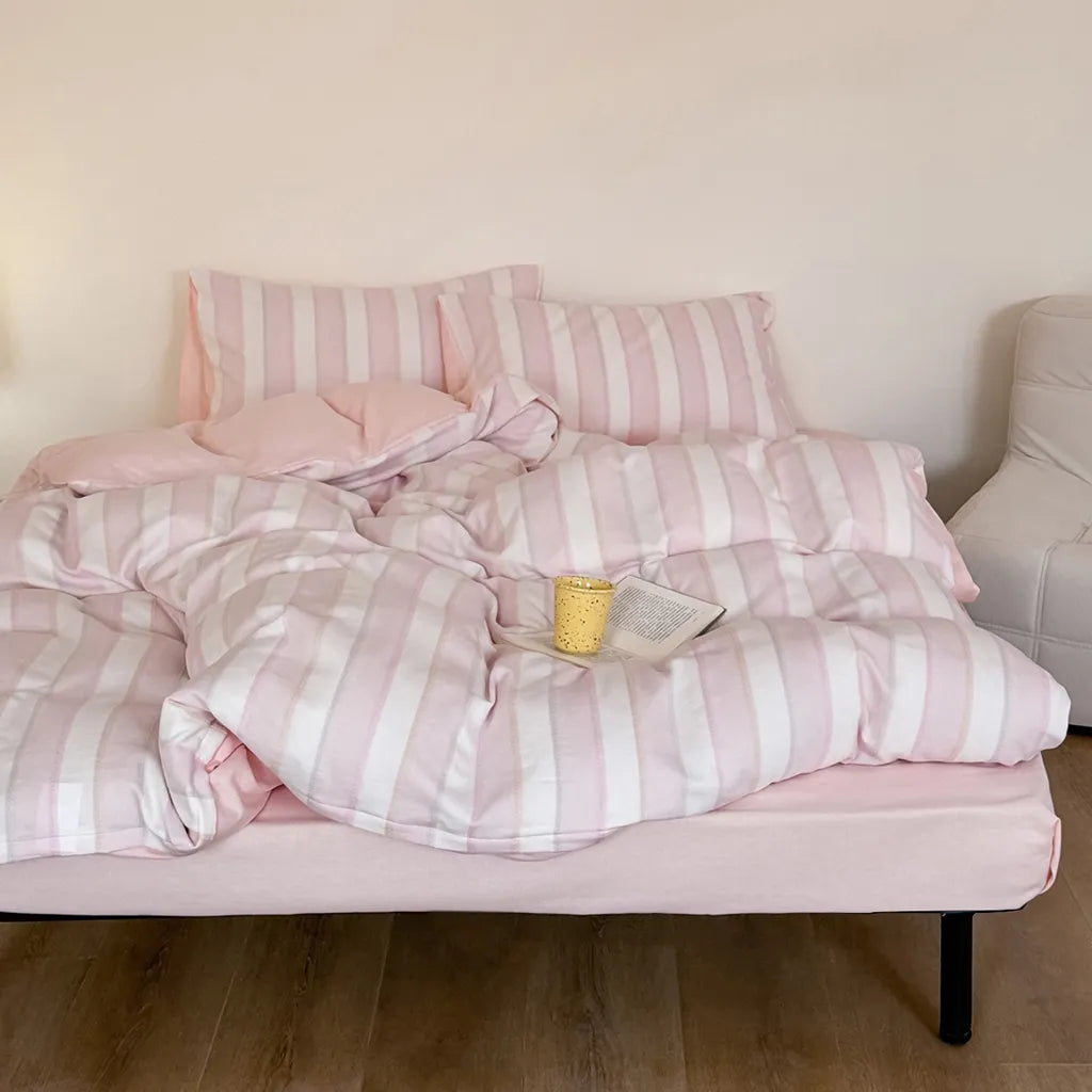 Candy Striped Duvet Cover Pink