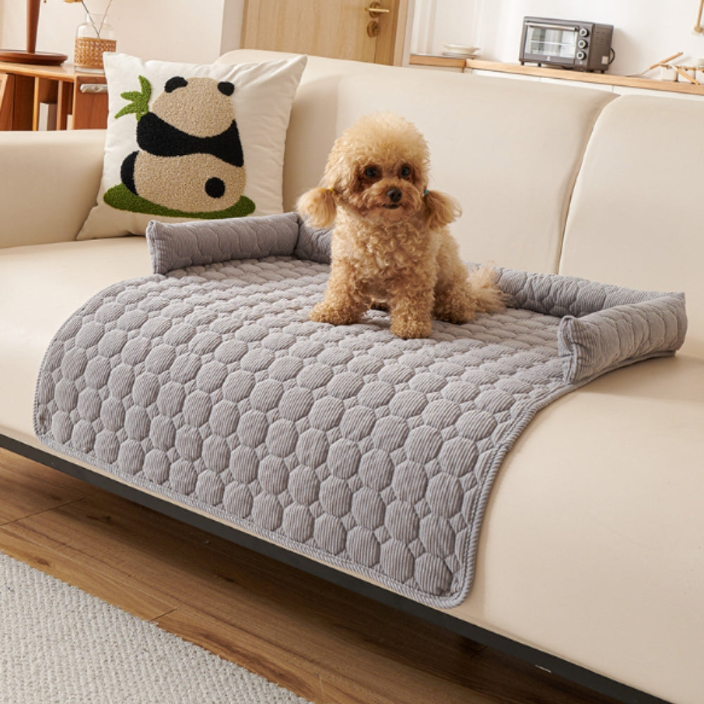 Canine Non-Slip Bolster Pet Quilted Bed Silver Mist