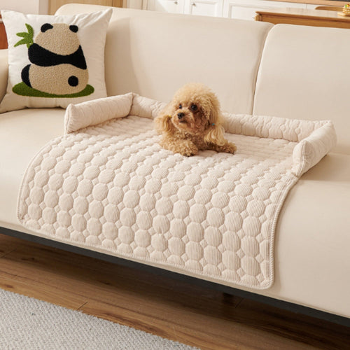 Canine Non-Slip Bolster Pet Quilted Bed Ivory Cloud