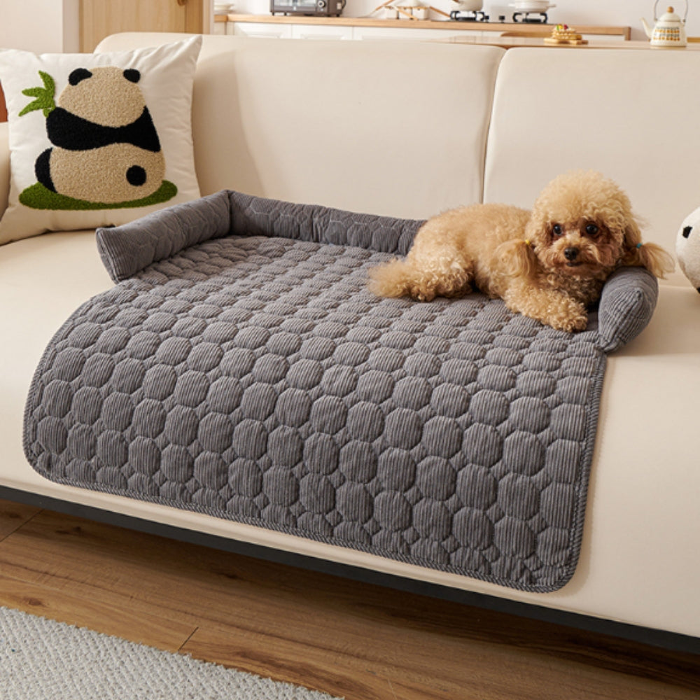 Canine Non-Slip Bolster Pet Quilted Bed Charcoal Luxe