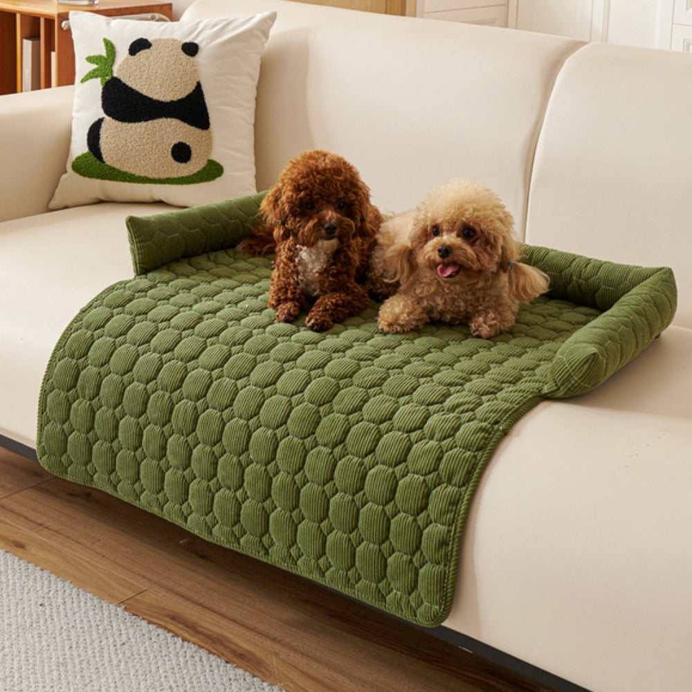 Canine Non-Slip Bolster Pet Quilted Bed Olive Grove