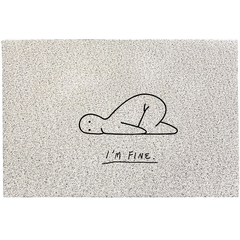 Cartoon Colored Indoor / Outdoor Rug I'm Fine
