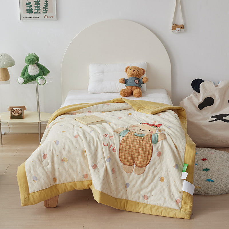 Cartoon Toddler Comforter – Soft Cotton Gauze Quilt Bear