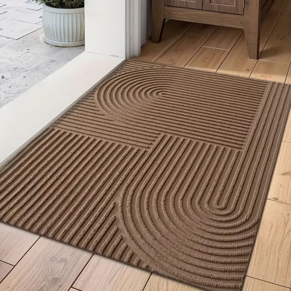 Curved Thread Line Door Mat Coffee Shade