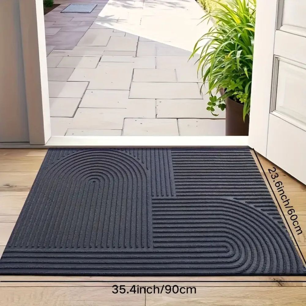 Curved Thread Line Door Mat Ashen Shade