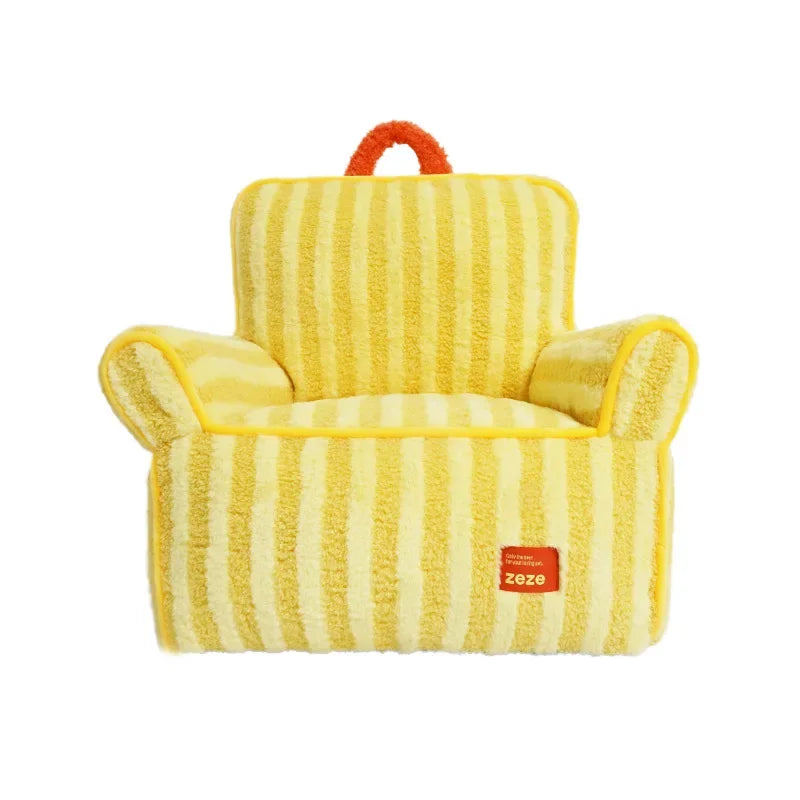 Cozy Stripes Pet Lounge Sofa Yellow Armchair