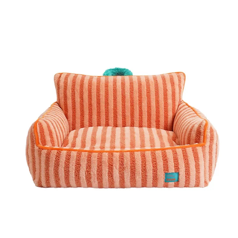 Cozy Stripes Pet Lounge Sofa Orange Sofa