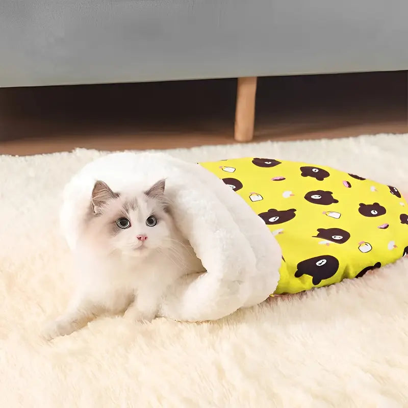 PurrLounge™ - Cat Sleeping Pouch Bag Yellow